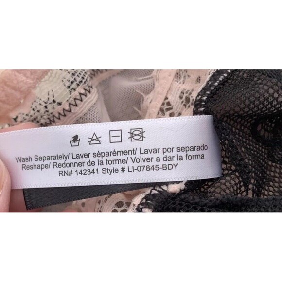 Adore Me Contour Balconette Halter Bodysuit Lace Size Small Black & Pink NEW B6 - Picture 6 of 8